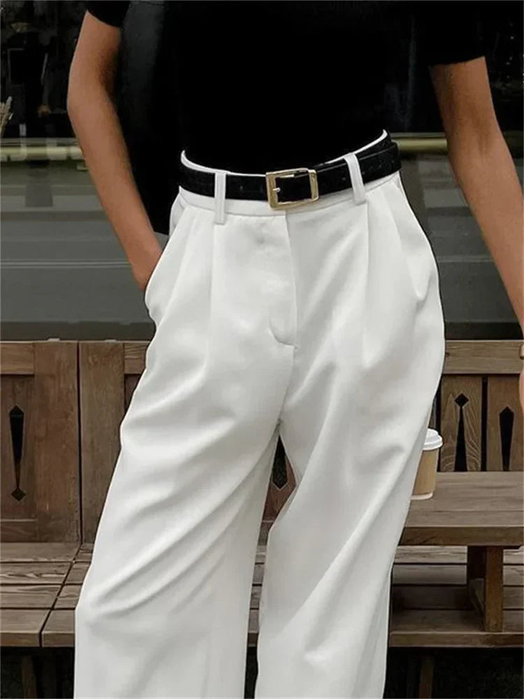 Kian | Dames casual witte chino – lichtgewicht slim fit katoenen stretch broek