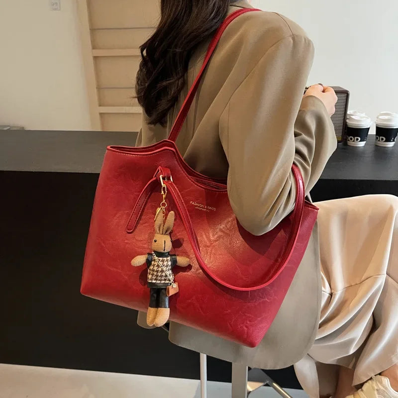 TimelessTote | Retro leren schoudertas voor dames – Vintage stijl voor werk, winkelen en dagelijks gebruik