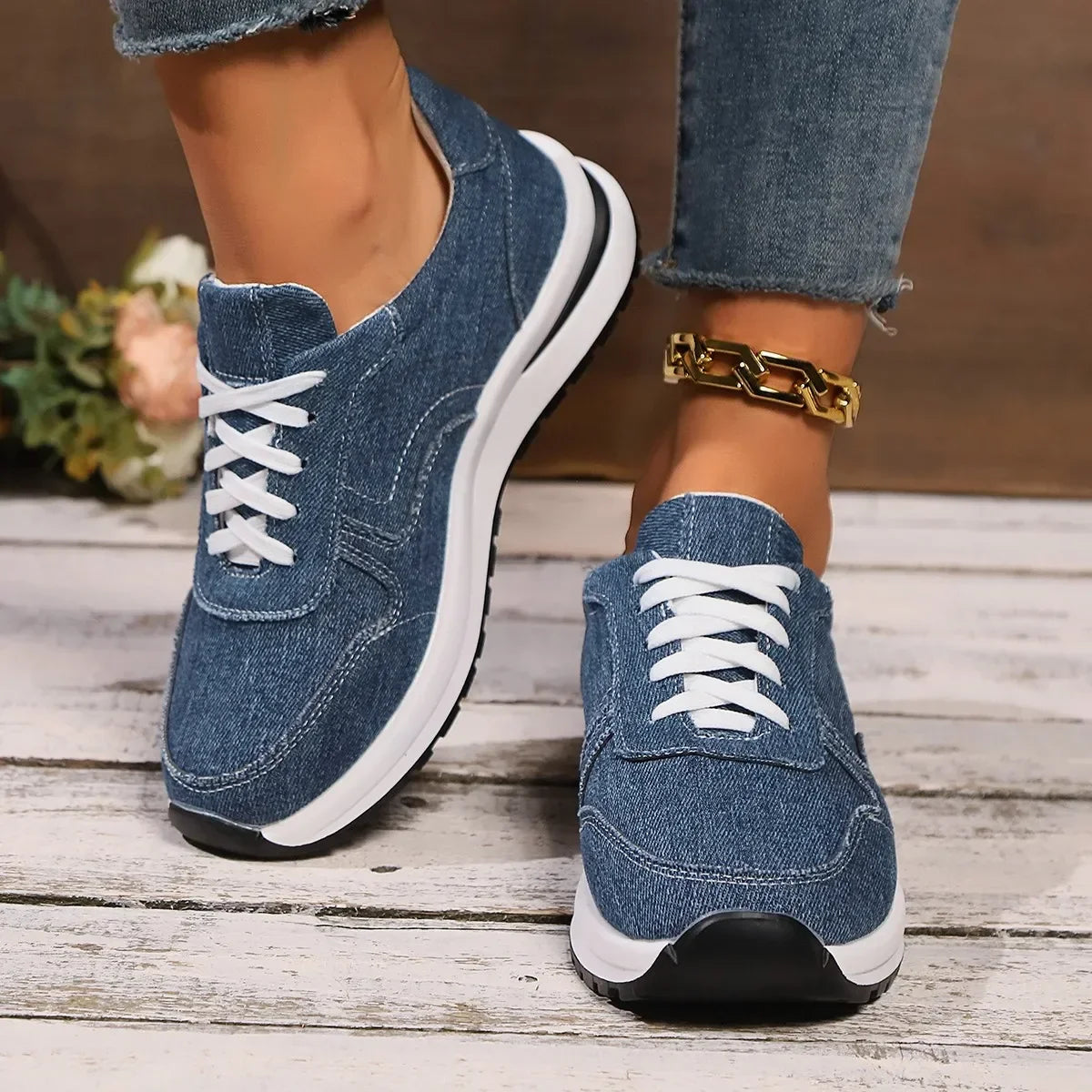 Bluette | Denim-Sneaker für Damen, lässige Schuhe, atmungsaktiv, stylisch