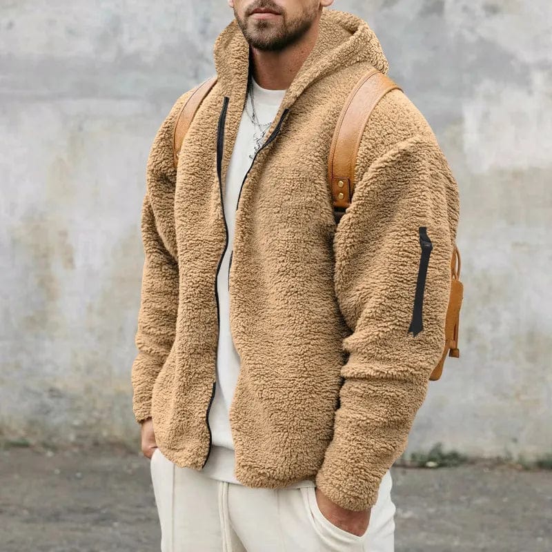 Asheron | Herren-Teddy-Fleecejacke mit Kapuze – Warmer, weicher, lässiger Wintermantel