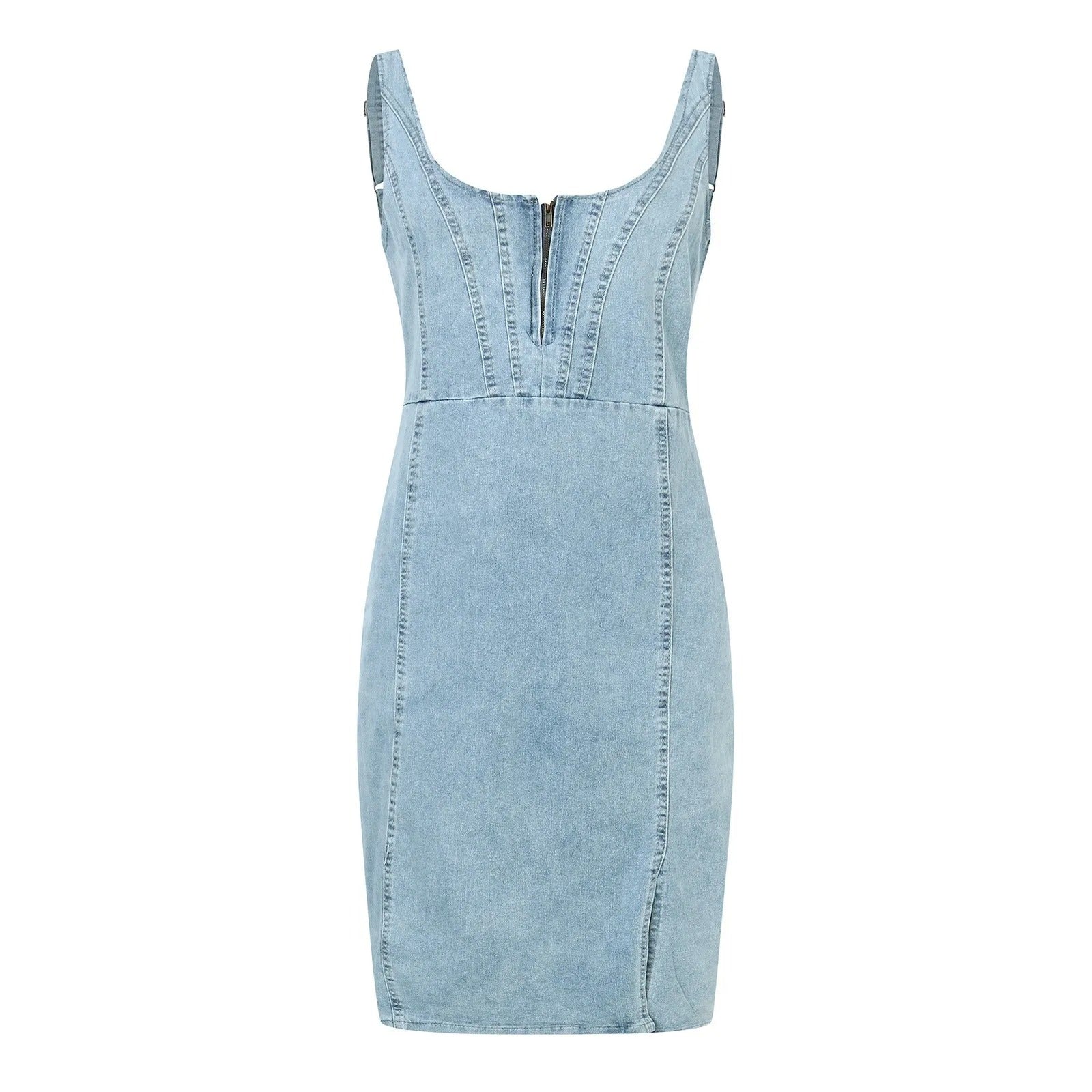 Rirella | Casual denim jurk voor dames – verstelbare bandjes, stijlvolle split aan de zijkant