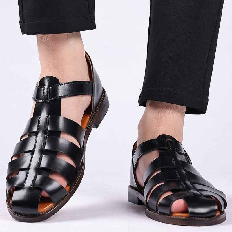 Vornel | Comfortabele herensandalen van echt leer – met open teen en ademend