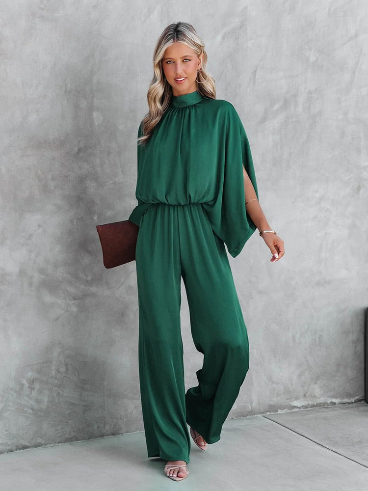 Gracelyn | Eleganter grüner Jumpsuit mit Stehkragen