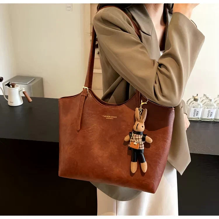 TimelessTote | Retro leren schoudertas voor dames – Vintage stijl voor werk, winkelen en dagelijks gebruik