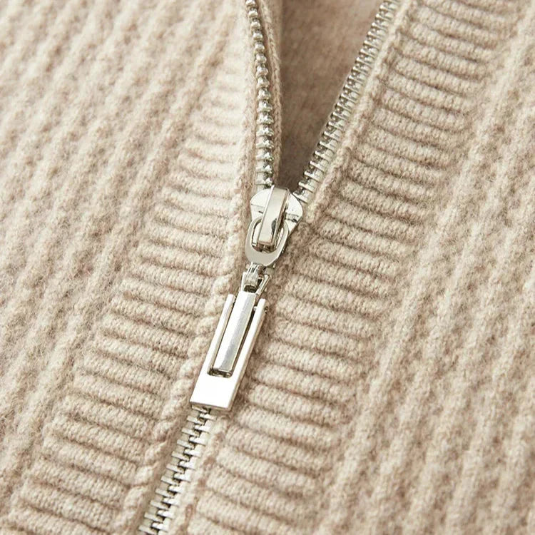 Delyan | Luxe kasjmier hoodie voor heren – Zachte, warme jas met capuchon en ritssluiting