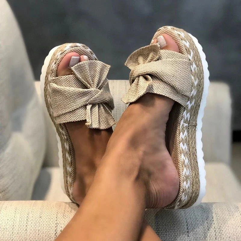 Meloryn | Elegante sandalen met strik voor dames – Lichtgewicht, platte, casual zomersandalen