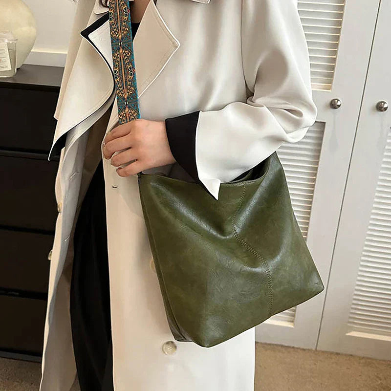 Classtra | Sac bandoulière classique en cuir, bandoulière ajustable à motifs, grande capacité