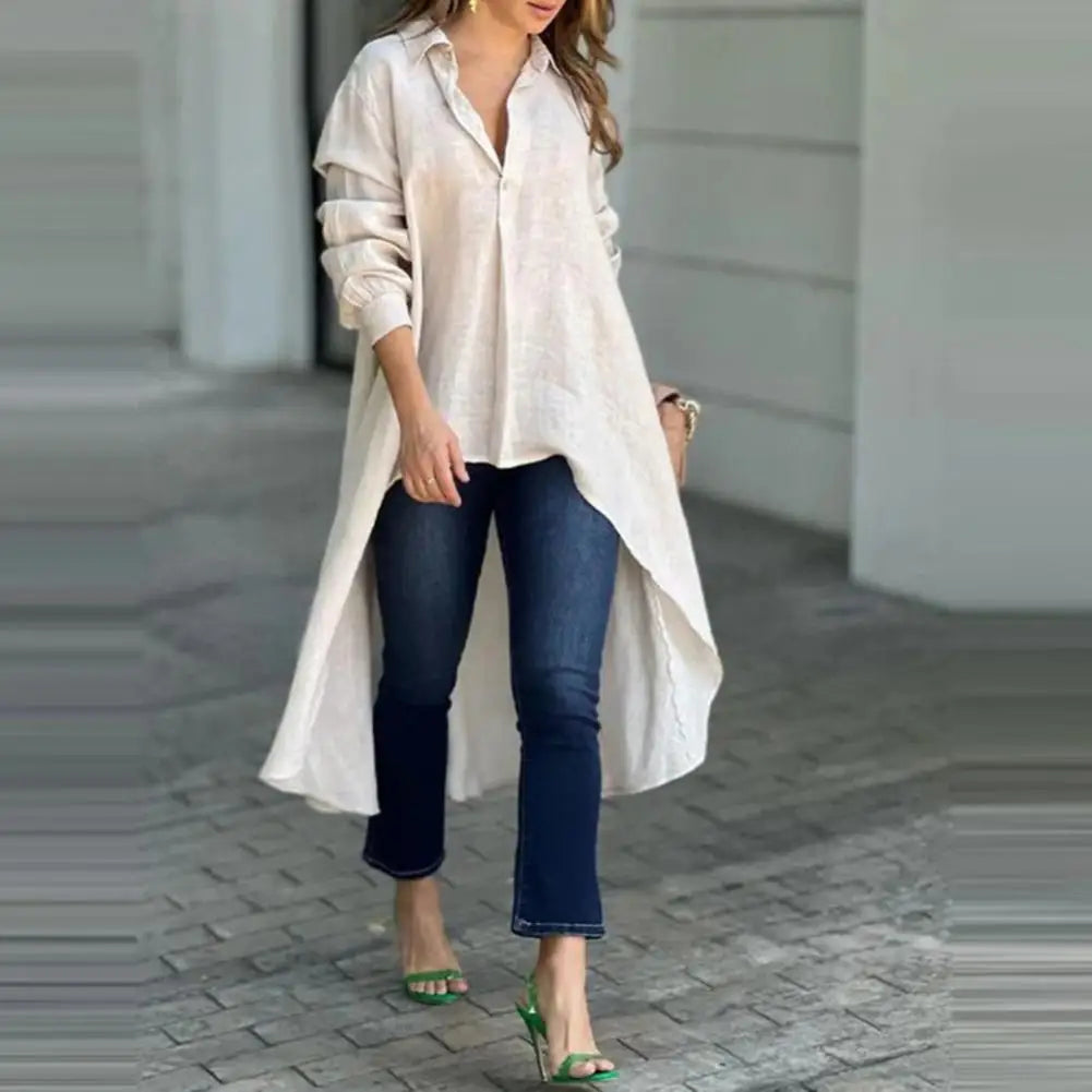 Vayla | Elegante damesblouse met lange mouwen – Casual blouse met kraag en knopen