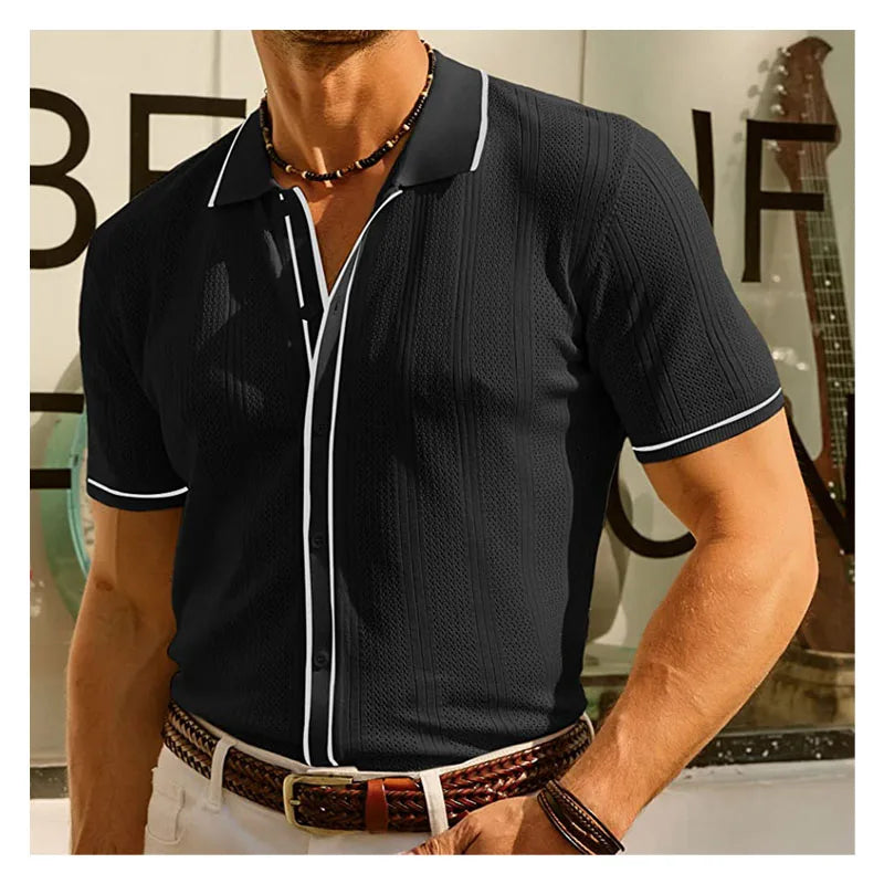 Hansel | Atmungsaktives Herren-Poloshirt aus Strick – Kurzarm, lässiges Sommertop