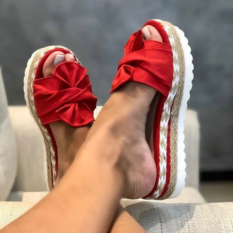 Meloryn | Elegante sandalen met strik voor dames – Lichtgewicht, platte, casual zomersandalen