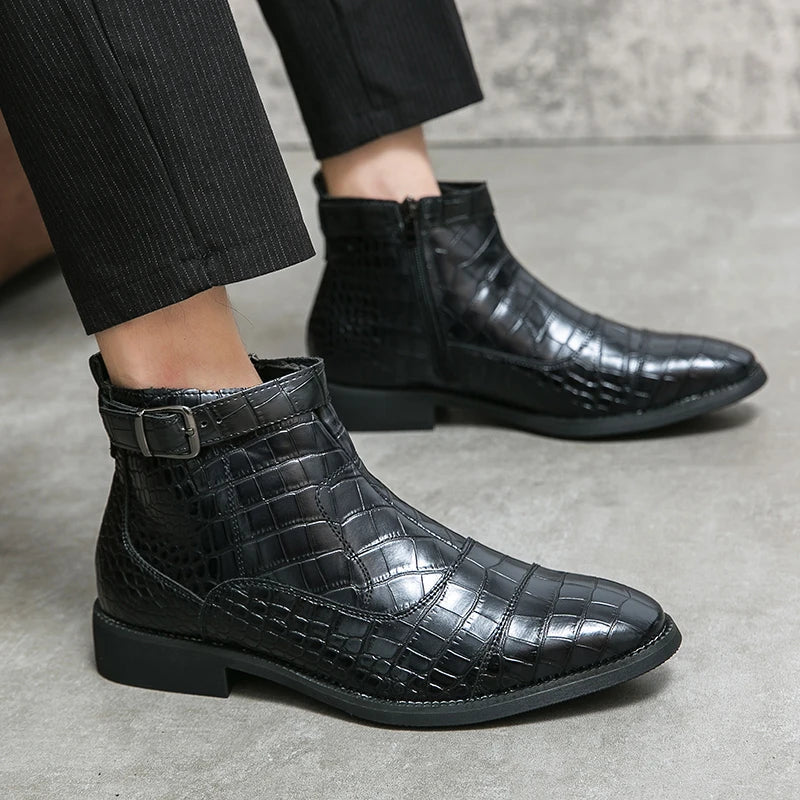 StrideMax | Orthopedische leren herenschoenen met gesp – Handgemaakt, elegant casual en formeel schoeisel