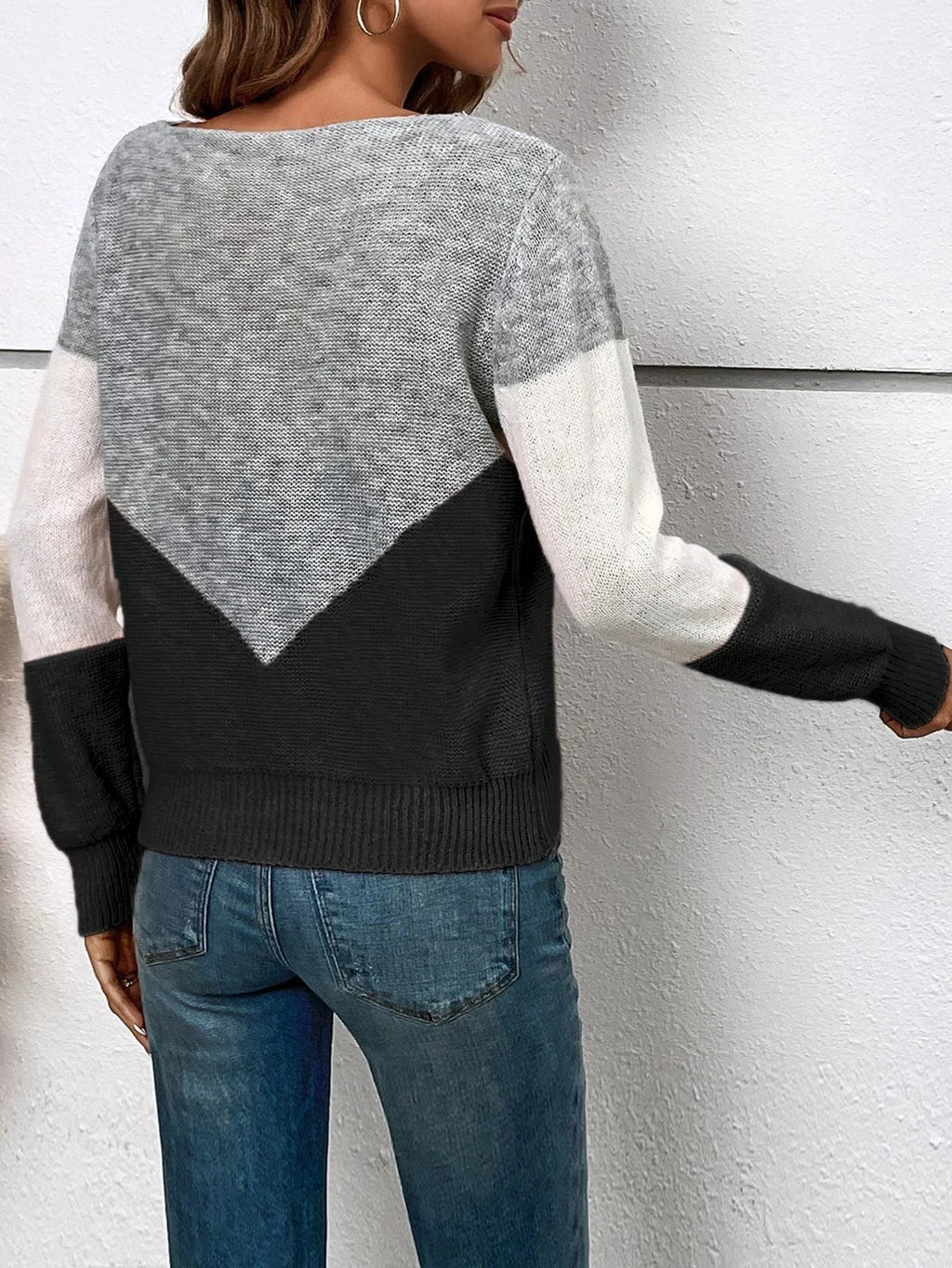 Rinaya | Geblokte gebreide trui voor dames – Relaxed fit pullover met kleurblokken voor een casual herfstlook