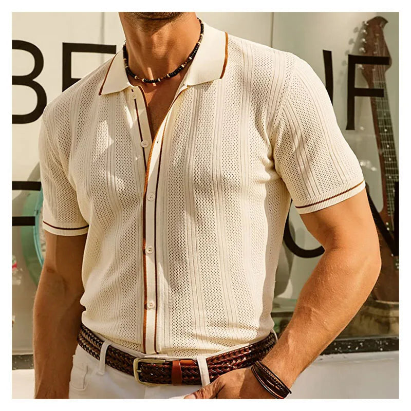 Hansel | Atmungsaktives Herren-Poloshirt aus Strick – Kurzarm, lässiges Sommertop