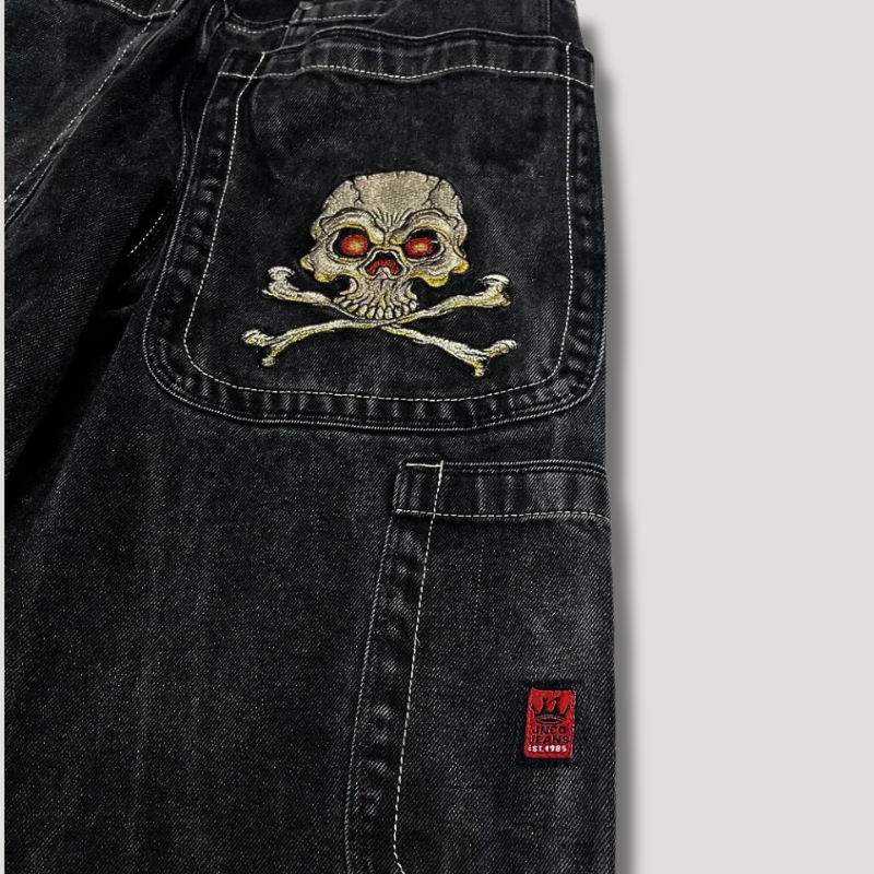 Tyven | Pantalon baggy noir taille haute pour homme - jambes larges, coupe décontractée, style streetwear