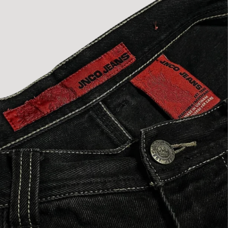 Tyven | Pantalon baggy noir taille haute pour homme - jambes larges, coupe décontractée, style streetwear