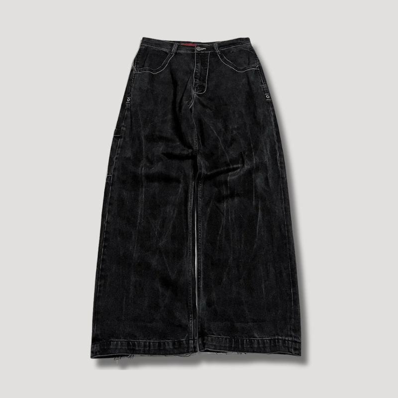 Evalith | Dames Zwarte High-Waist Baggy Jeans – Losvallende Pasvorm