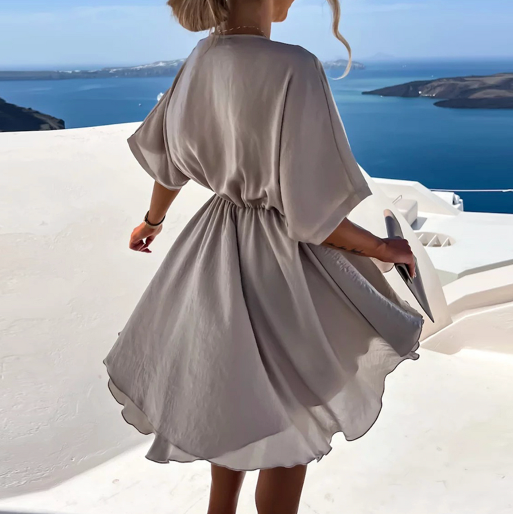 Olyria | Elegante midi-jurk voor dames – slanke pasvorm casual chic jurk