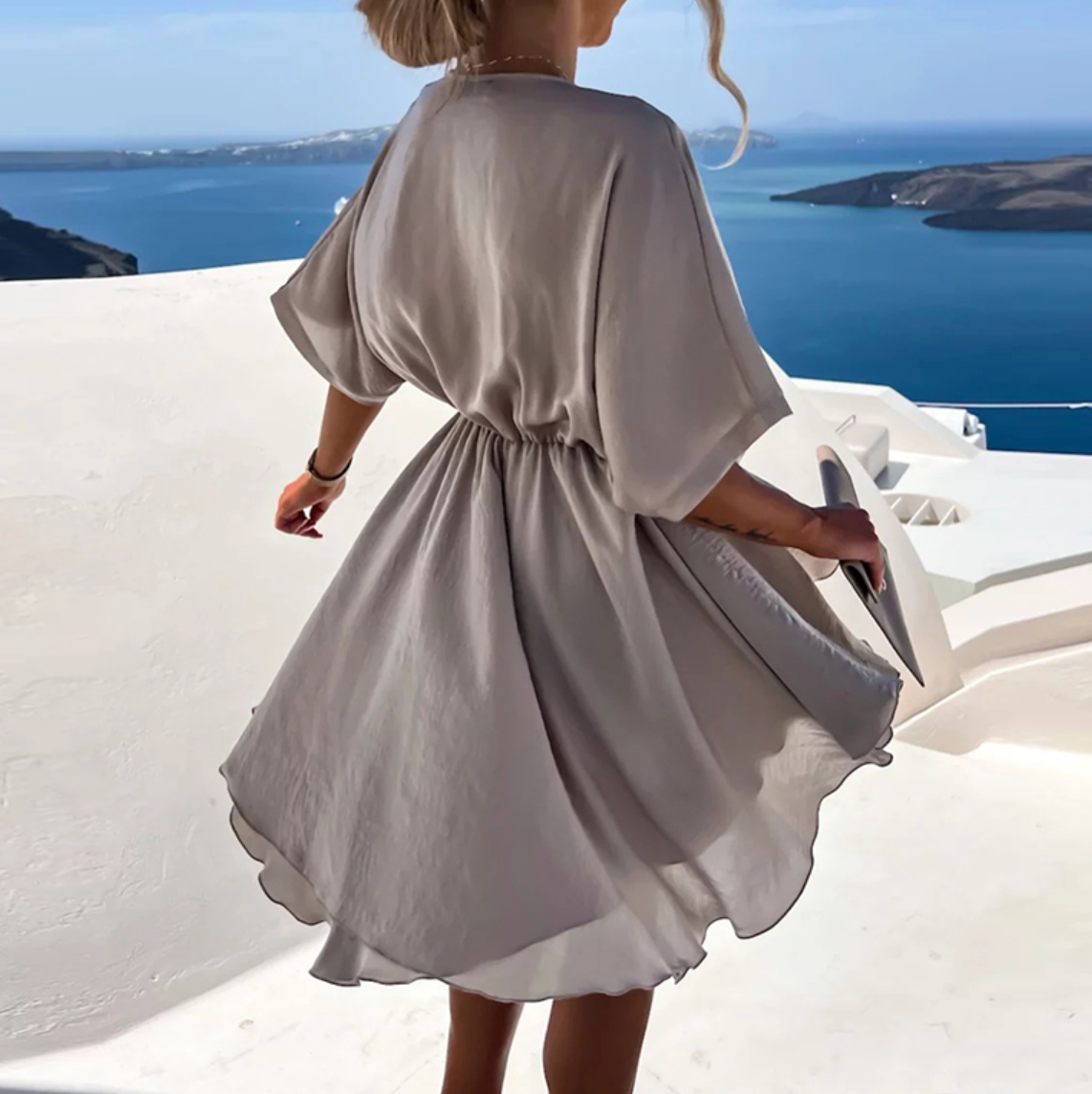 Olyria | Elegante midi-jurk voor dames – slanke pasvorm casual chic jurk