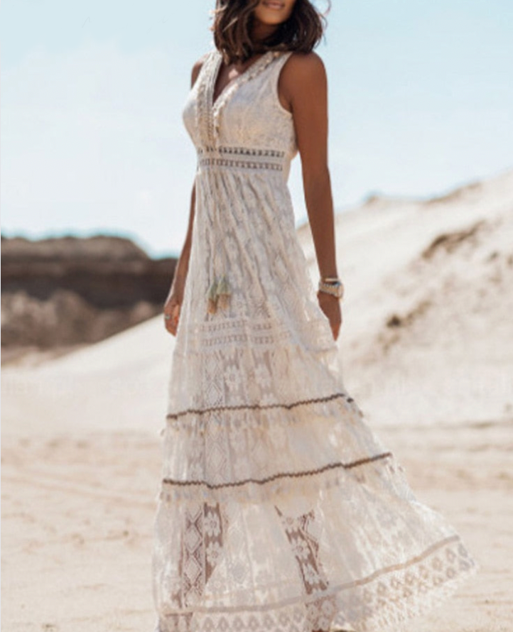 Chalira | Boho maxi-jurk voor dames – zwierige zomerjurk, elegante bohemian lange jurk voor strand- en casual gebruik