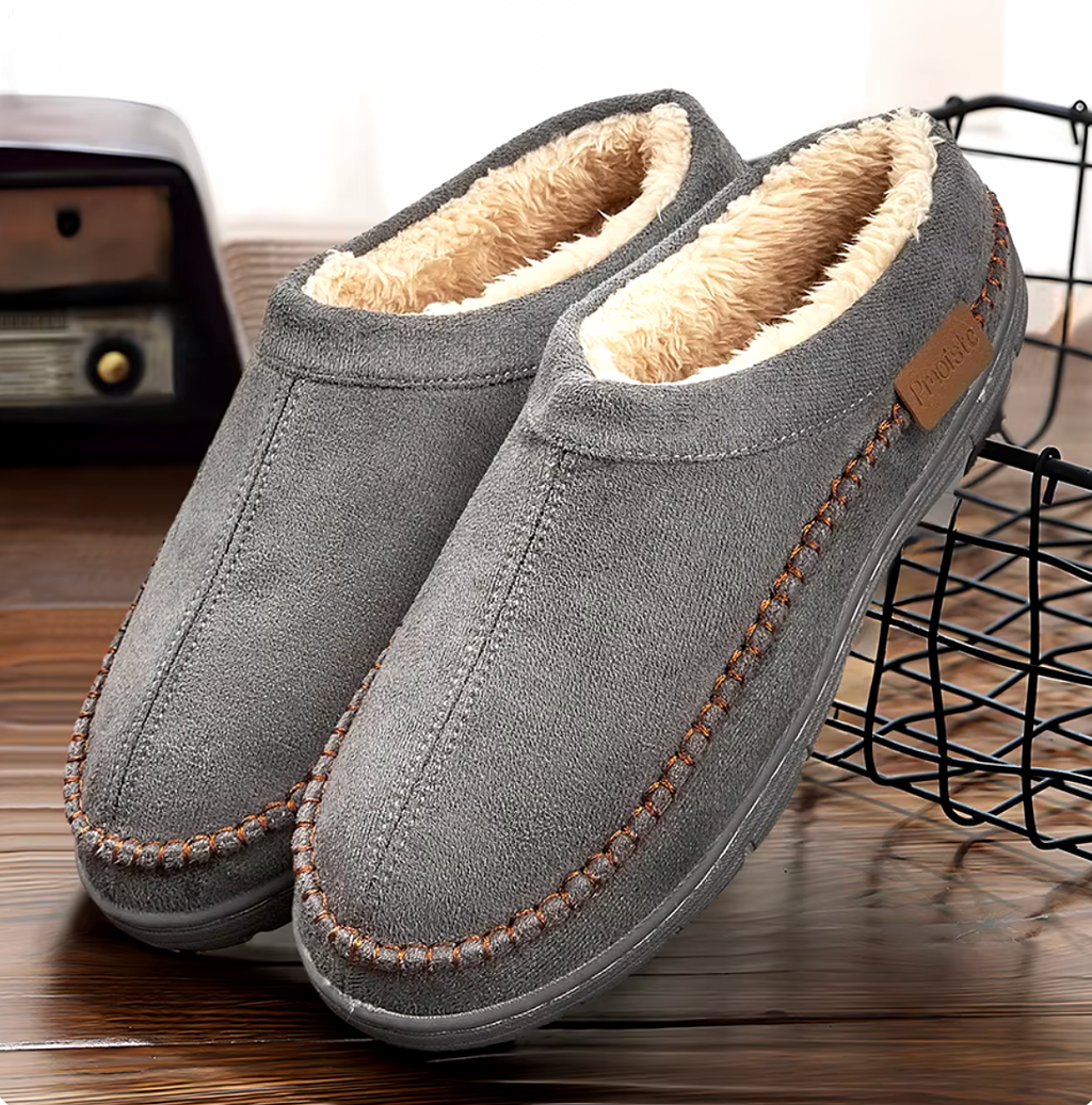 Magnor | Comfortabele herenslippers van traagschuim – warme fleecevoering voor binnenshuis met antislipzool voor comfortabel thuisgebruik
