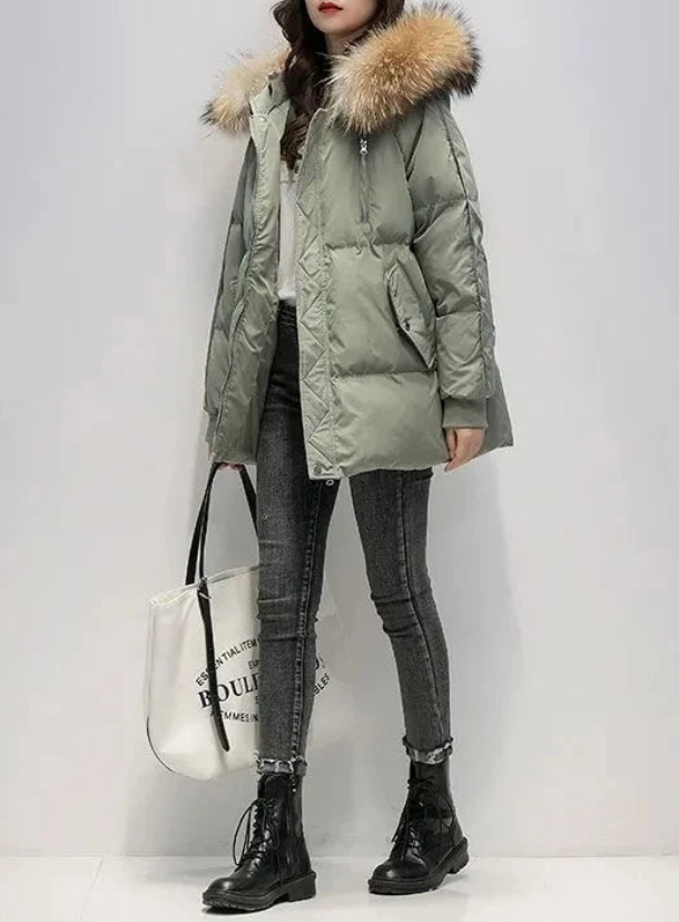Nellissa | Manteau d'hiver à capuche et bordure en fausse fourrure, veste chaude et décontractée, vêtement d'extérieur pour temps froid