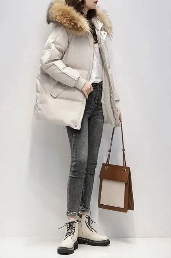 Nellissa | Manteau d'hiver à capuche et bordure en fausse fourrure, veste chaude et décontractée, vêtement d'extérieur pour temps froid