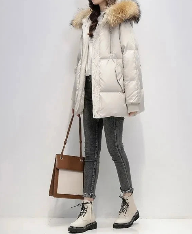 Nellissa | Manteau d'hiver à capuche et bordure en fausse fourrure, veste chaude et décontractée, vêtement d'extérieur pour temps froid