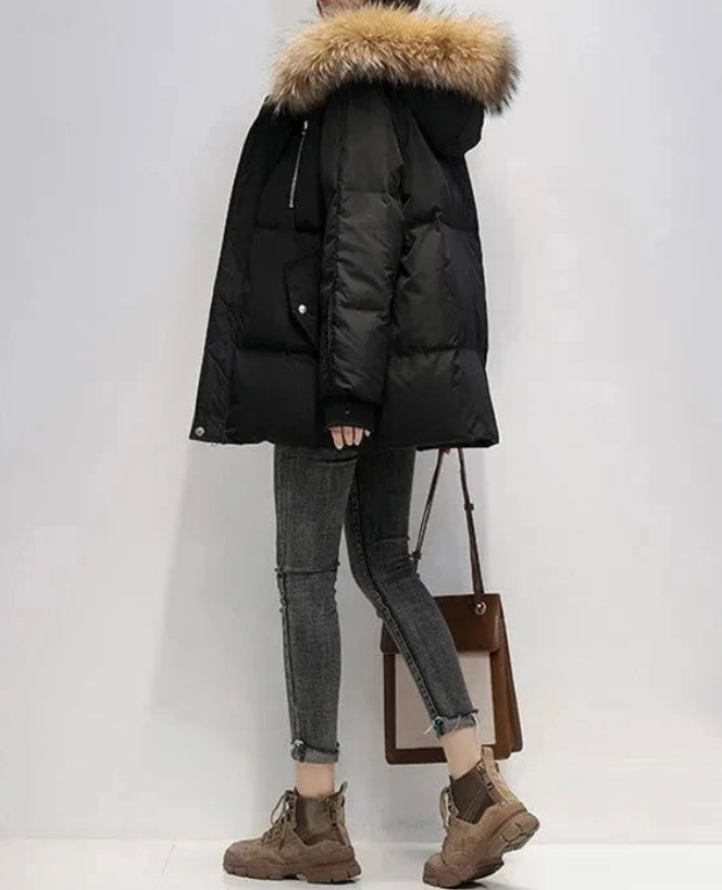 Nellissa | Manteau d'hiver à capuche et bordure en fausse fourrure, veste chaude et décontractée, vêtement d'extérieur pour temps froid