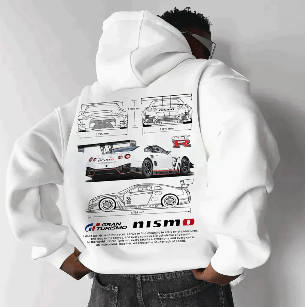 Zevran | Oversize-Rennsport-Hoodie für Herren – Streetwear-Stil, Grafikprint, lässige Passform