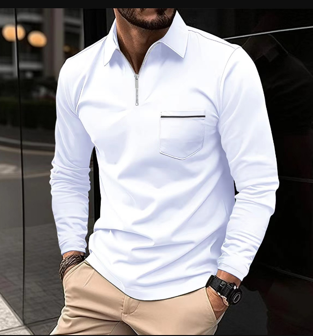 Cassiel | Langärmliges Herren-Poloshirt – Klassisches Freizeithemd für Herren, bequem und atmungsaktiv