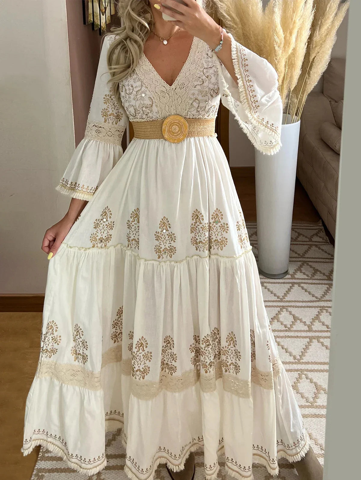 Daisyn | Elegante katoen-linnen jurk voor dames – Casual, luchtige midi-jurk voor de zomer
