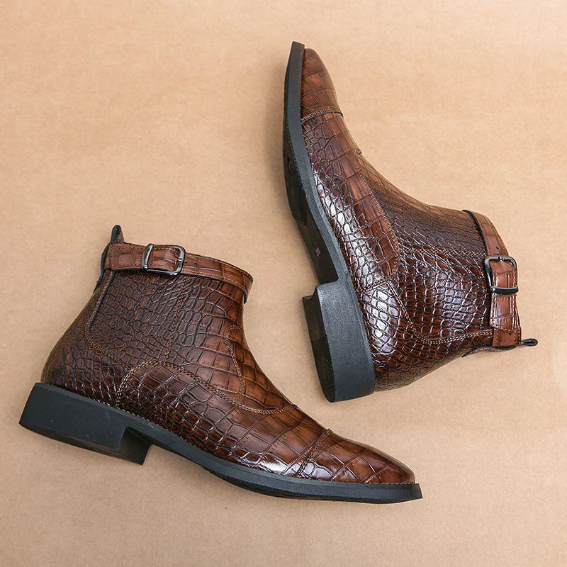 StrideMax | Orthopedische leren herenschoenen met gesp – Handgemaakt, elegant casual en formeel schoeisel