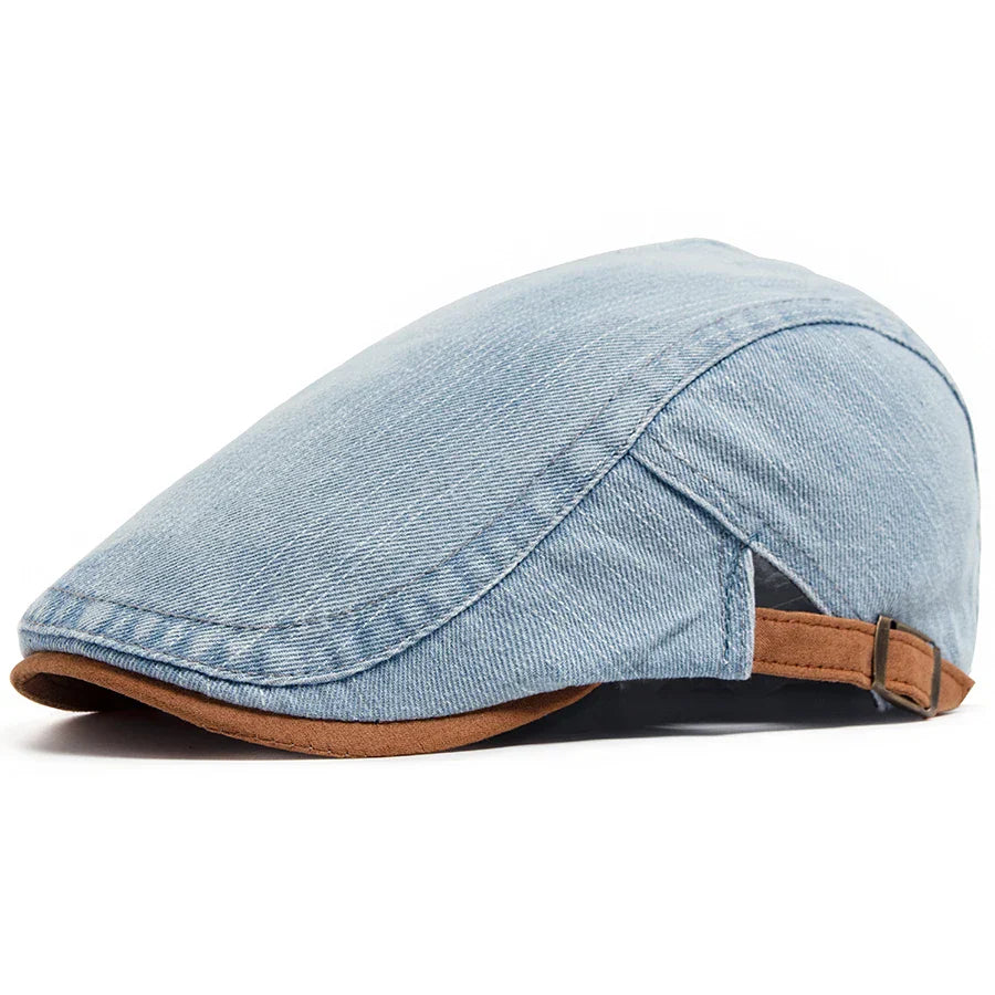 Ryland | Heren denim flatcap – casual newsboy-hoed