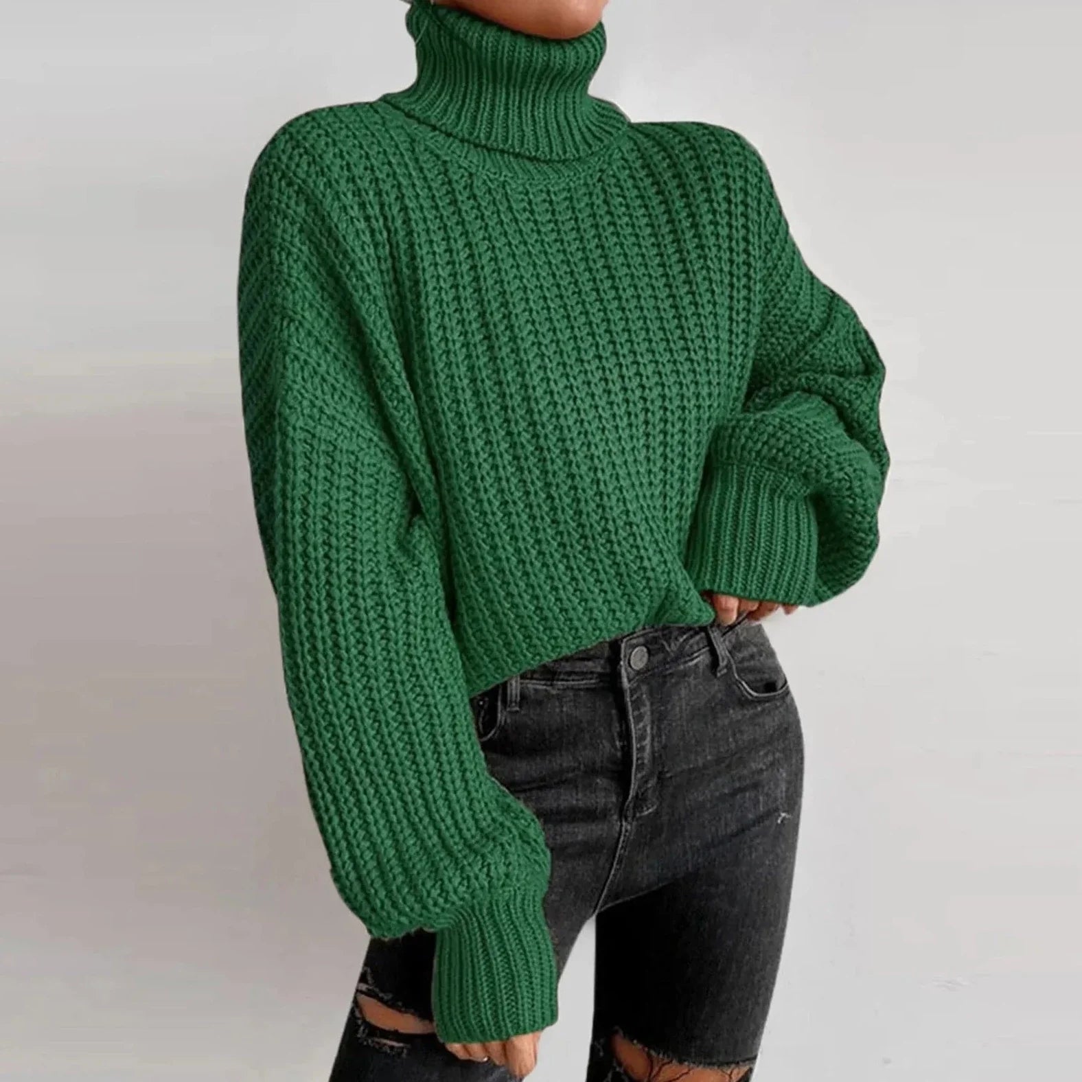 Mireilla | Pull à col roulé oversize en maille pour femme – pull épais et doux pour l'hiver