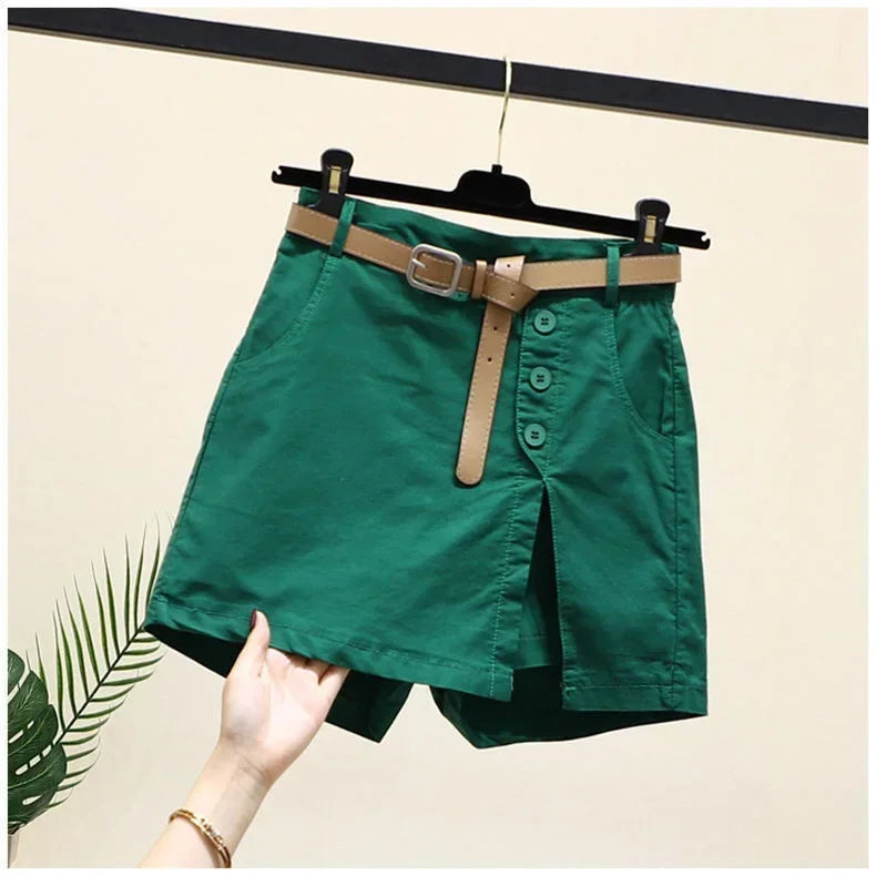 Ryselle | Dames Wickelrok-Short met Knopen en Zakken – Casual Minirok-Short