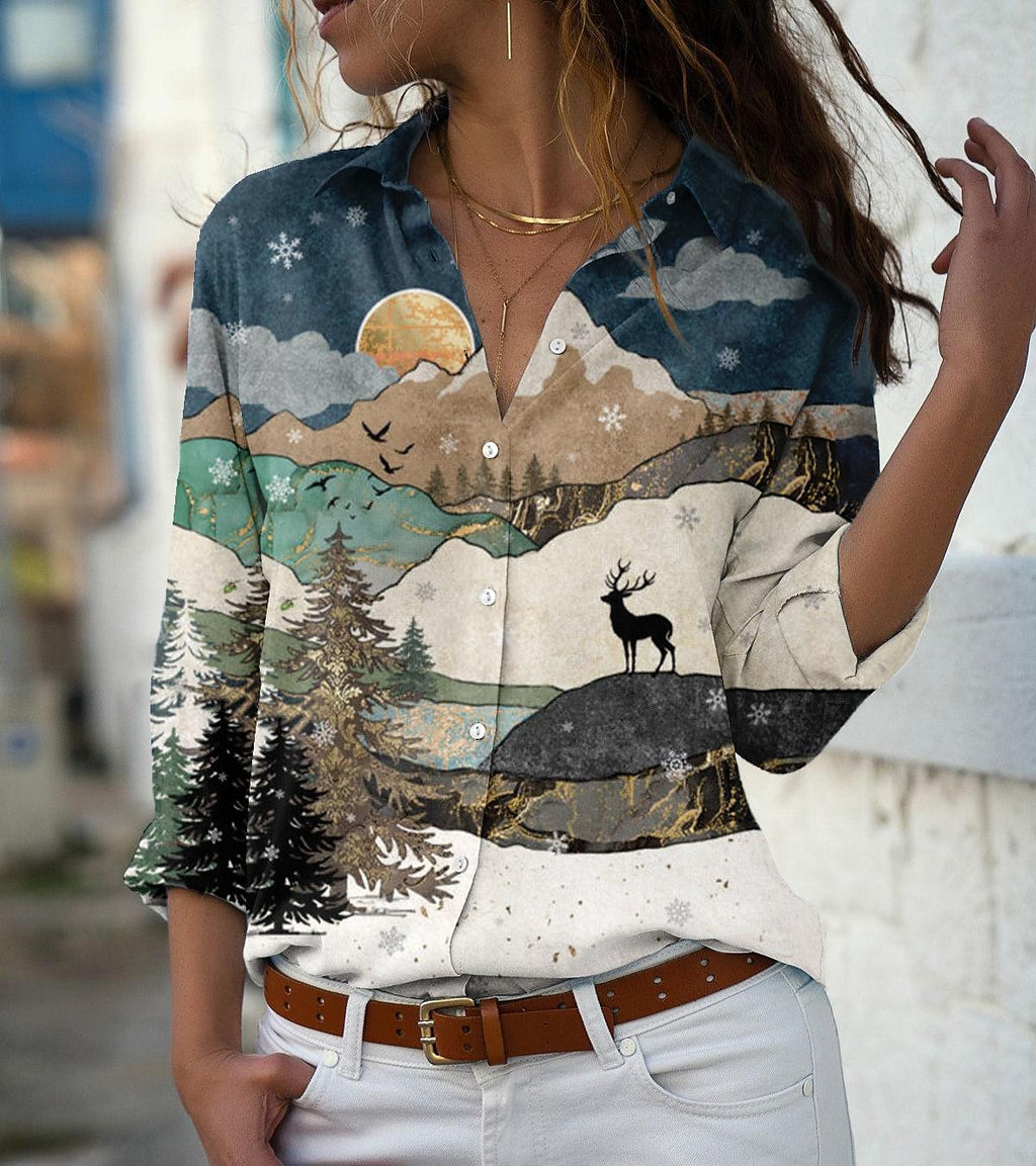 Nyrelle | Elegant damesoverhemd met print – Casual, lichtgewicht blouse met lange mouwen
