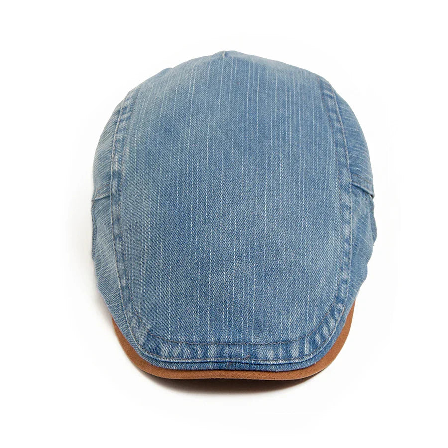 Ryland | Heren denim flatcap – casual newsboy-hoed
