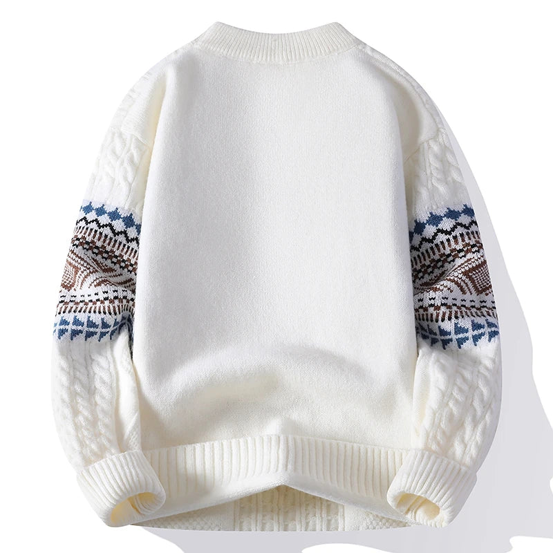 Harkin | Heren trui in tribale stijl – Dikke pullover met jacquard kabelpatroon, casual streetwear