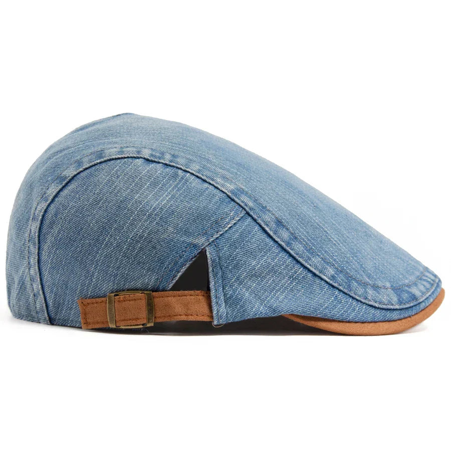 Ryland | Heren denim flatcap – casual newsboy-hoed