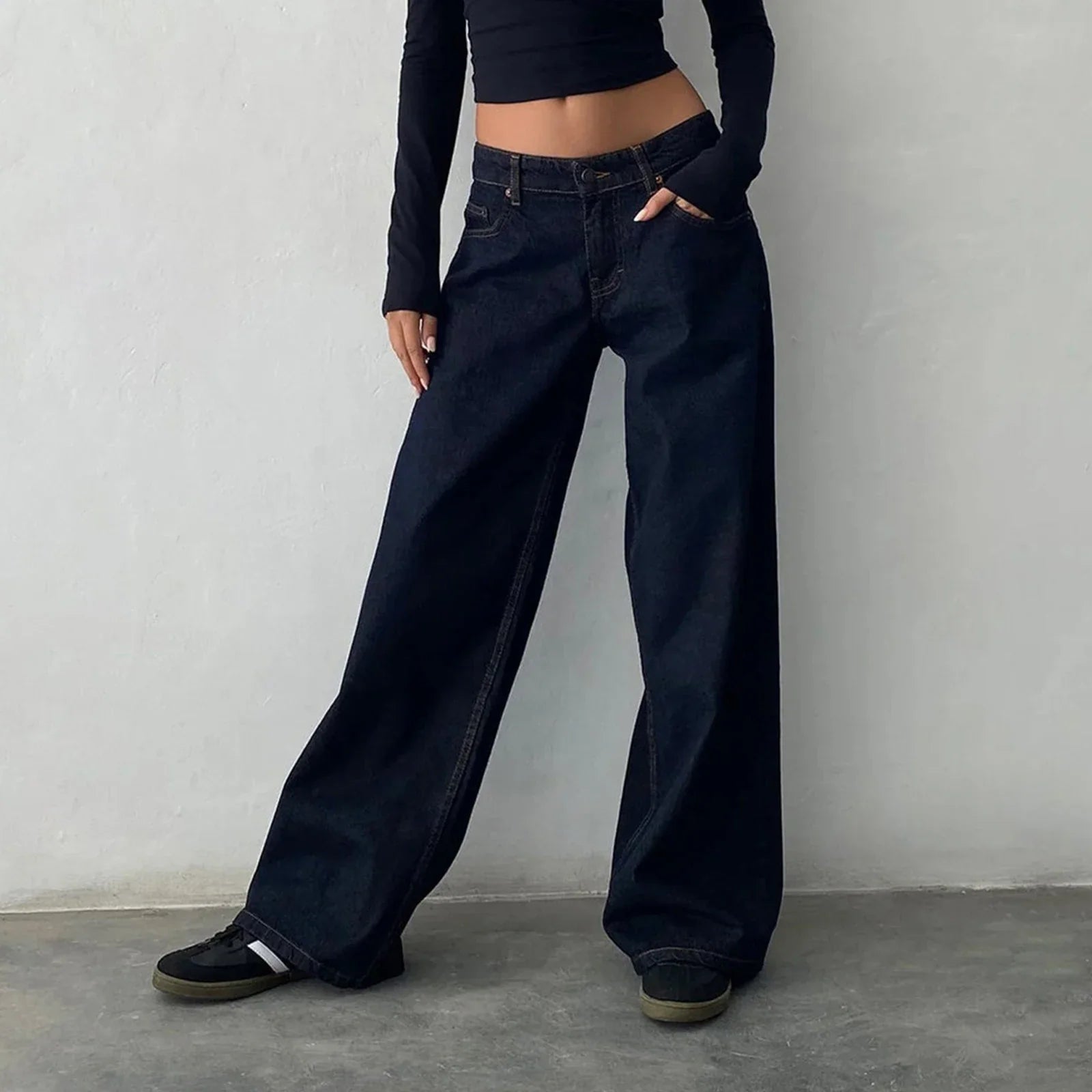 Veyvionnea | Trendy denimbroek met losse pasvorm – Y2K-stijl baggy jeans met lage taille