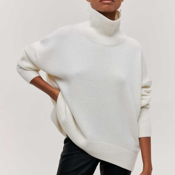 Nerisse | Klassischer Rollkragenpullover für Damen, lockere Passform, weiches Strickmaterial, lässiges Oberteil für Herbst und Winter