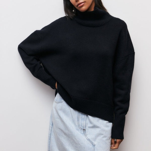 Nerisse | Klassischer Rollkragenpullover für Damen, lockere Passform, weiches Strickmaterial, lässiges Oberteil für Herbst und Winter