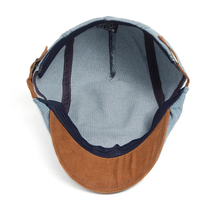 Ryland | Heren denim flatcap – casual newsboy-hoed