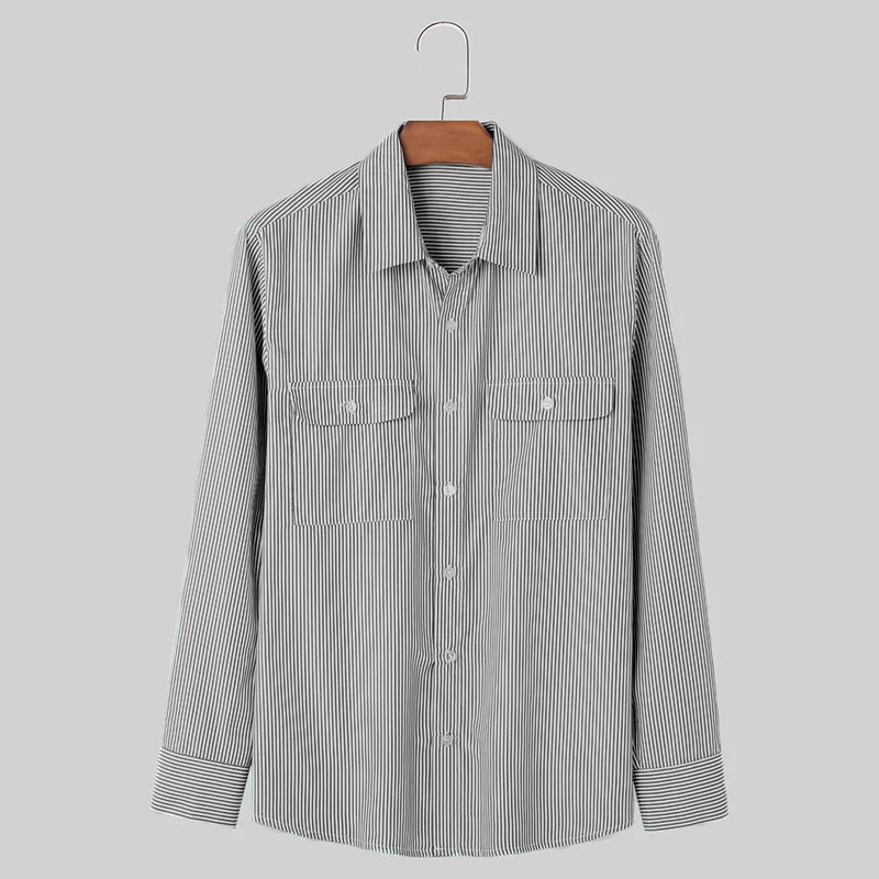 Carvin | Chemise à rayures oversize pour homme - Chemise à manches longues décontractée et habillée