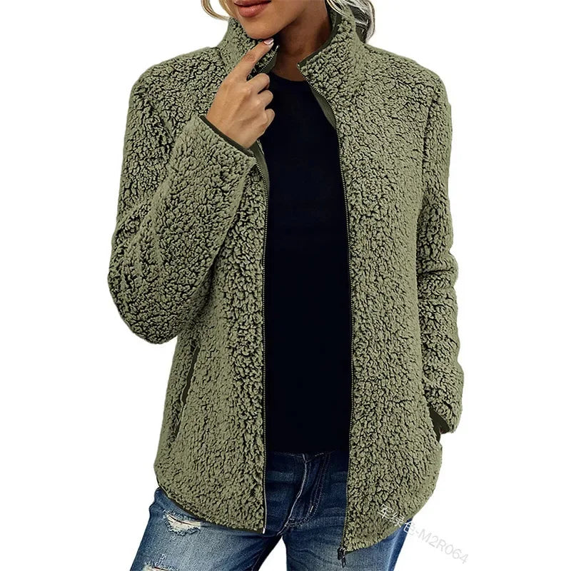 Delvanna | Dames winter fleece jas – Warme, zachte casual outdoor jas