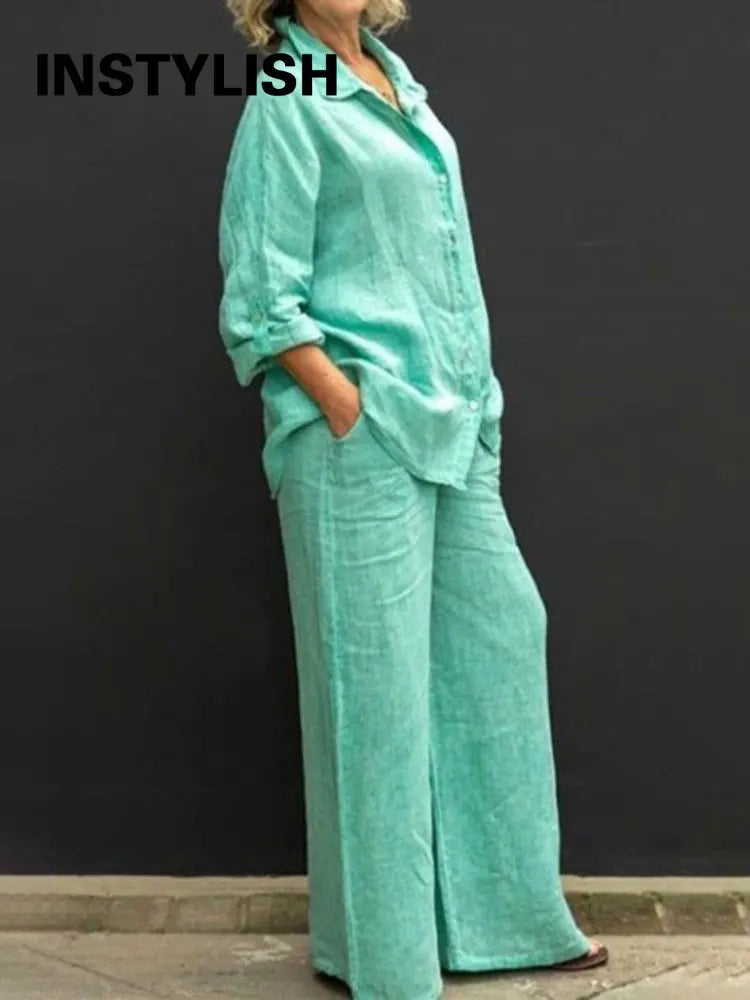 Felyn | Casual linnen set – Vintage zomerse outfit voor dames met losse pasvorm