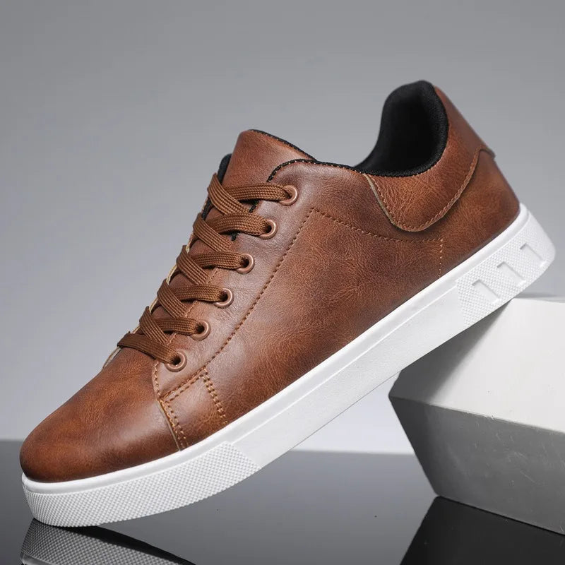 Rovex | Klassieke leren herensneakers – Ademend vetersysteem, comfortabele en duurzame schoenen