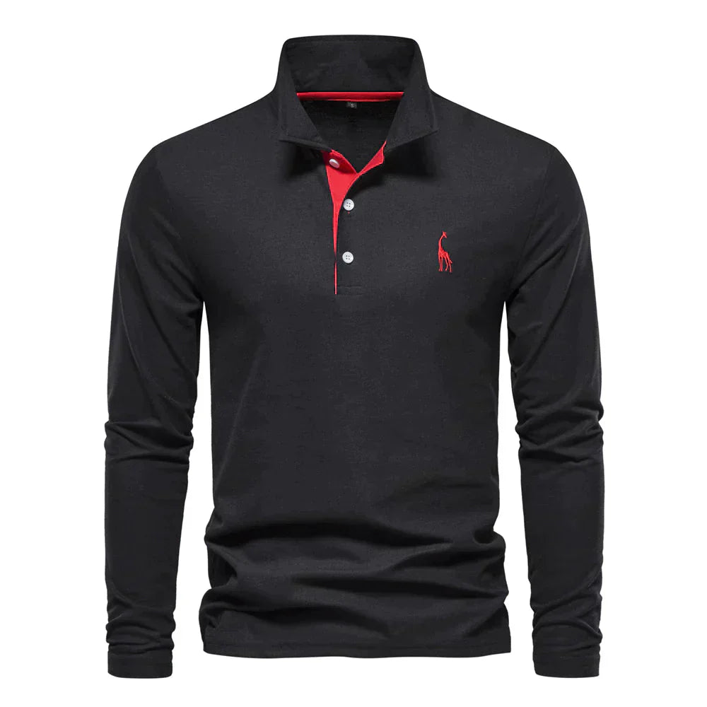 Norvik | Polo met lange mouwen voor heren – Casual regular fit katoenen polo