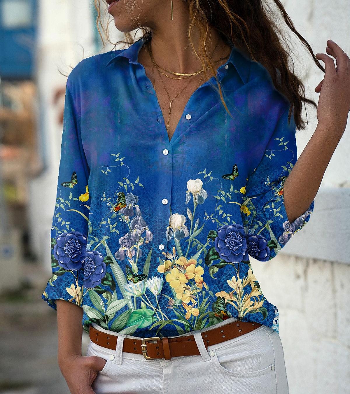 Nyrelle | Elegant damesoverhemd met print – Casual, lichtgewicht blouse met lange mouwen