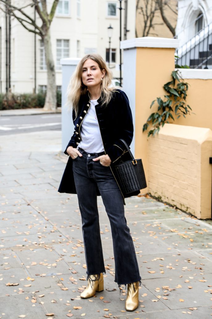 Dobrila | Manteau vintage en velours pour femme avec boutons dorés, élégant et intemporel pour l'automne/hiver